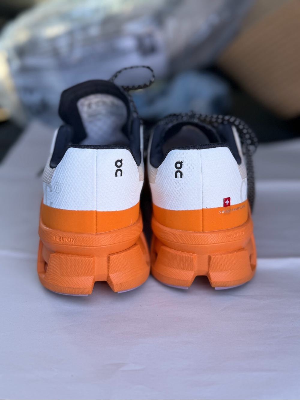 On Running Cloudmonster Women’s Running Shoes - White & Orange - Picture 3 of 5